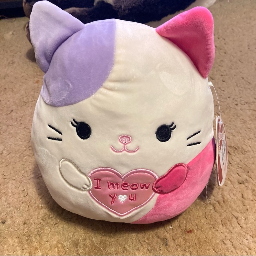 Squishmallows Cat Plush - White, Pink & Lavender Accents